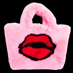 Petals and Peacocks fuzzy lips bag